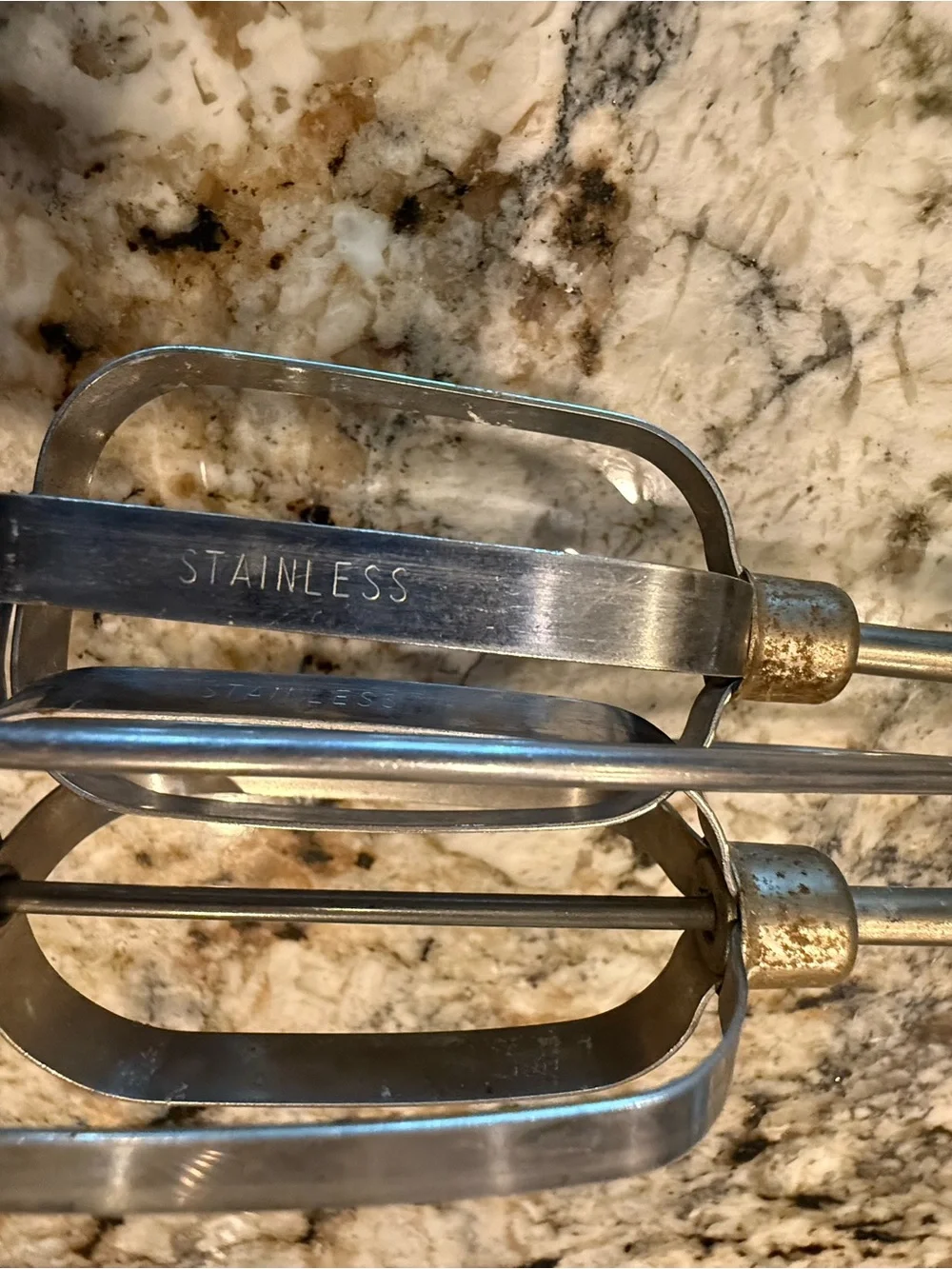 Vintage Handheld Egg Beater - Pink Bronze Accent, Stainless Steel